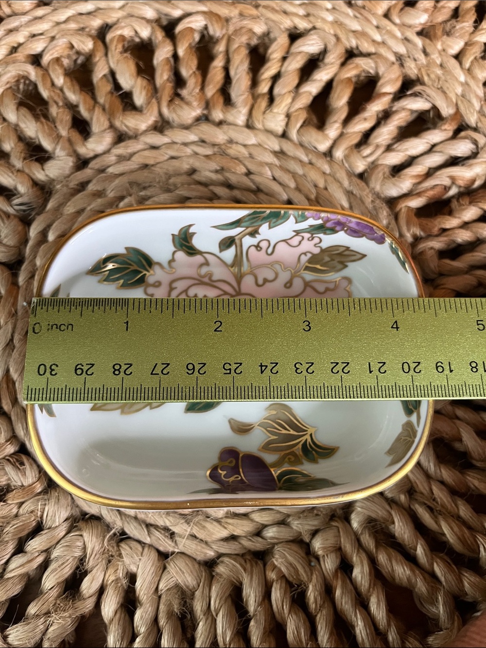 Discontinued Fitz&Floyd “Cloisonné Peony” Patterned - Soap Dish, With Gold Trim - Picture 8 of 8